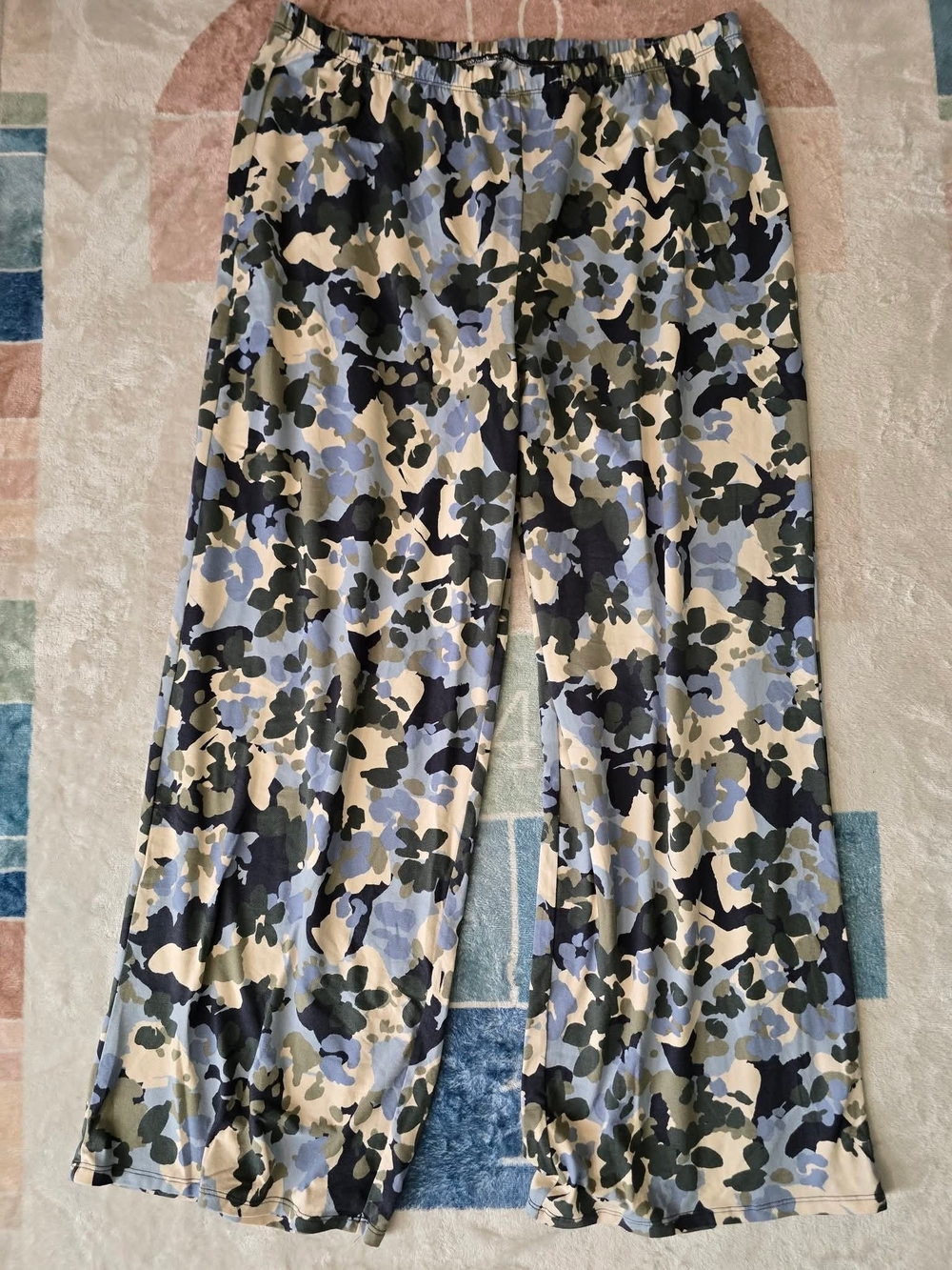 Adore Me Blue, Olive & Cream Camouflage Wide-Leg Pajama Pants